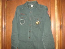 Explorer Dark Green Long Sleeve Shirt 1960s size 14 reg  A8