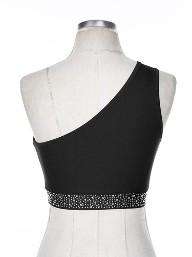 UK Women's One Shoulder Athletic Dance Crop Tops Jazz Sport Tank Costume Party - Picture 45 of 80