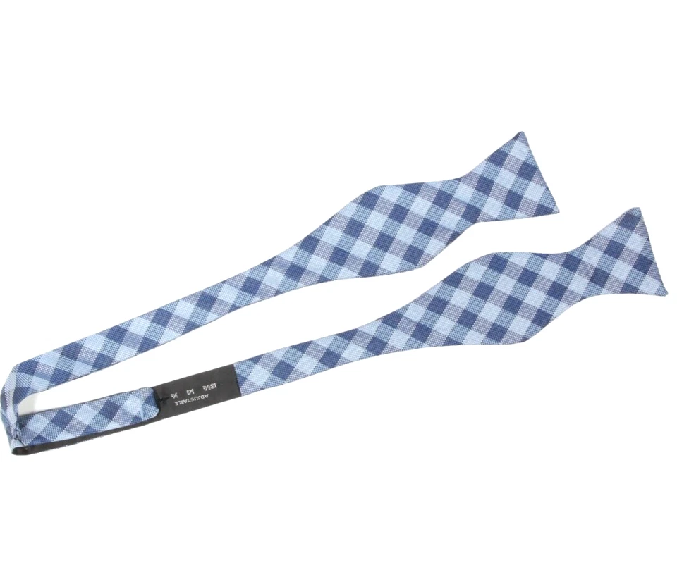 Pajarita de seda CAMPIA MODA Dapper azul a cuadros guinga elegante para hombre Foto 2 de 2