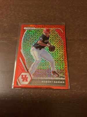 2021 Panini Prizm Draft Pick Brewers Prospect Robert Gasser Red Pulsar Prizm 