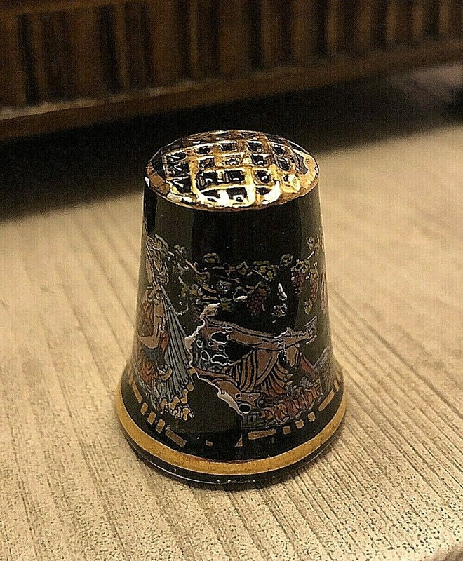 Thimble Ceramic Greek Greece Mythology Black Gold