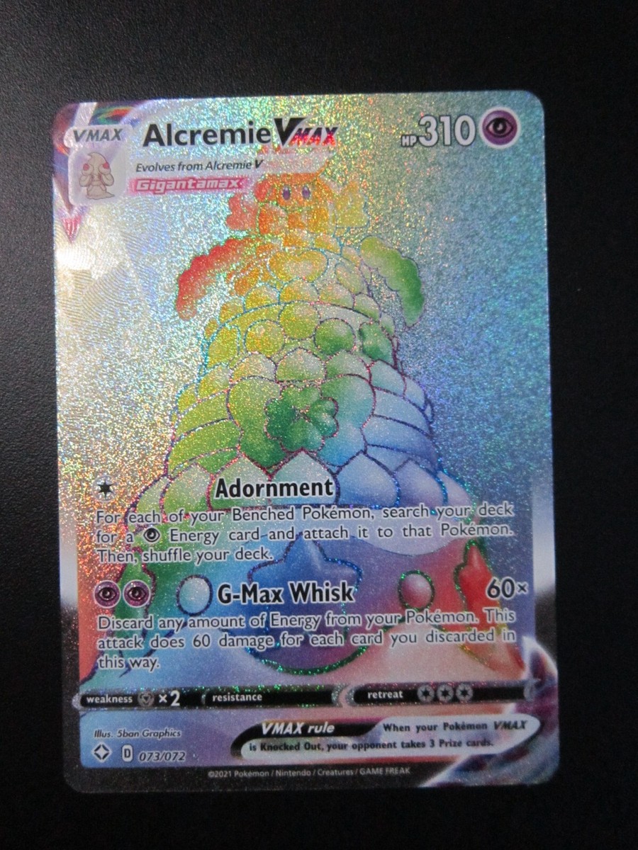 Pokemon GIOCO DI CARTE COLLEZIONABILI 073/072 Alcremie VMAX | Carta Arcobaleno Rara | Splendente Fates