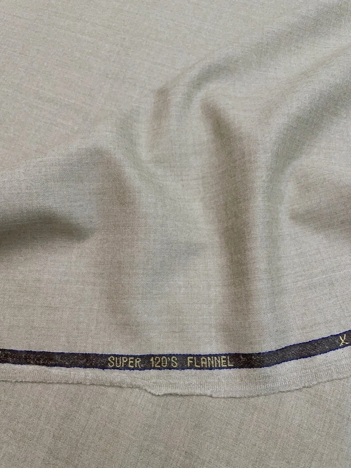 Tecido de flanela de lã Super 120's bege adequado Vitale Barberis ITÁLIA 3,10 metros - Imagem 4 de 4