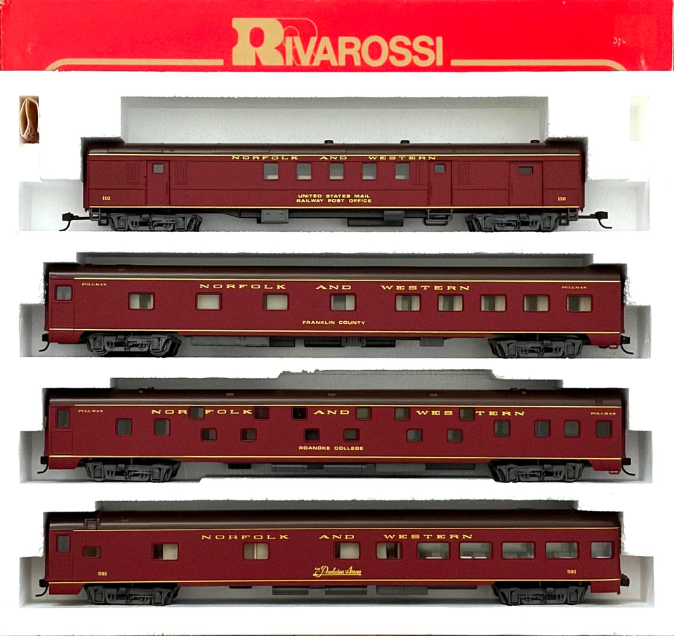 HO RIVAROSSI 6942 6943 A B 8 CAR SET 1930'S NORFOLK & WESTERN WITH METAL WHEELS - Image 3 of 3