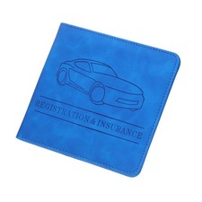 14.3 x 13.5 cm PU Leather Car Registration and Insurance Holder, Dark Blue
