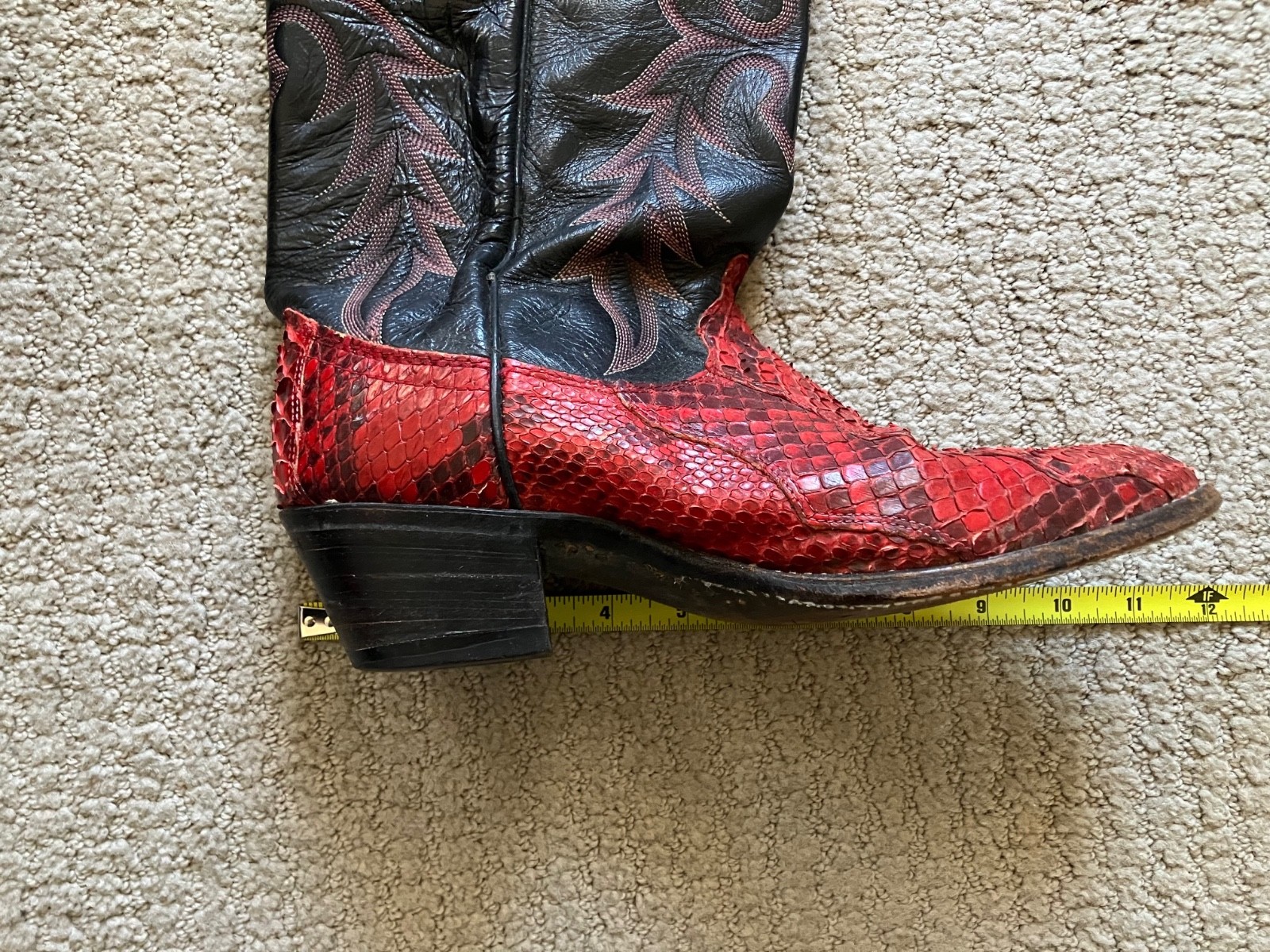 Women's Dan Post Red Snakeskin Python Boots 8.5 - image 7