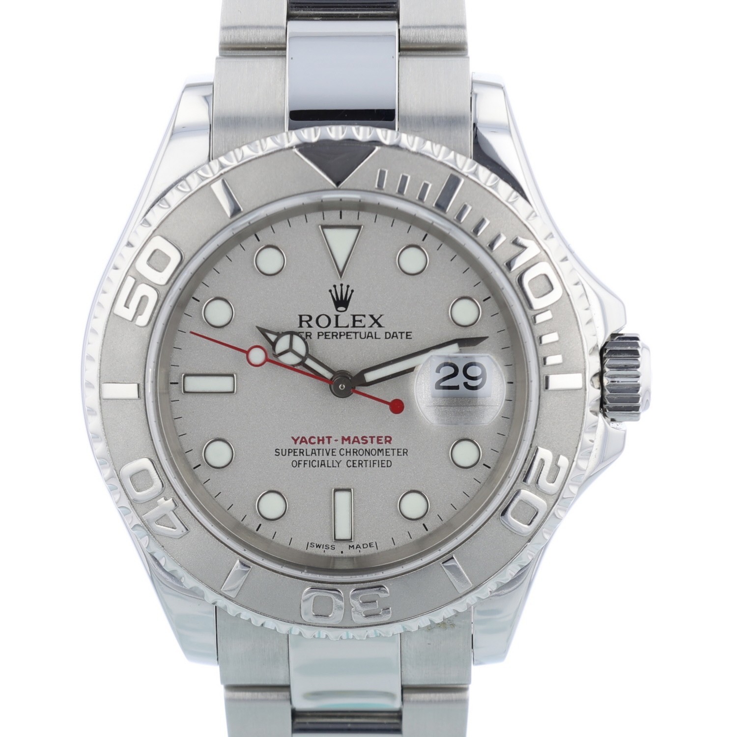 Rolex Yacht Master 16622 40 mm Platinum Dial Steel 2001 Box & Papers