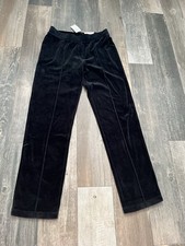 NWT Zenergy by Chico's Women's Elastic Waist Black Velour Pintuck Pants S O/ Sm