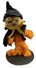 Vintage Halloween Crepe Paper Pipe Cleaner Skirt Witch Figurine Decoration READ