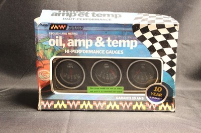 Vintage Make Waves Hi-Performance Oil, Amp & Temp Gauge Set - Auto Boxed