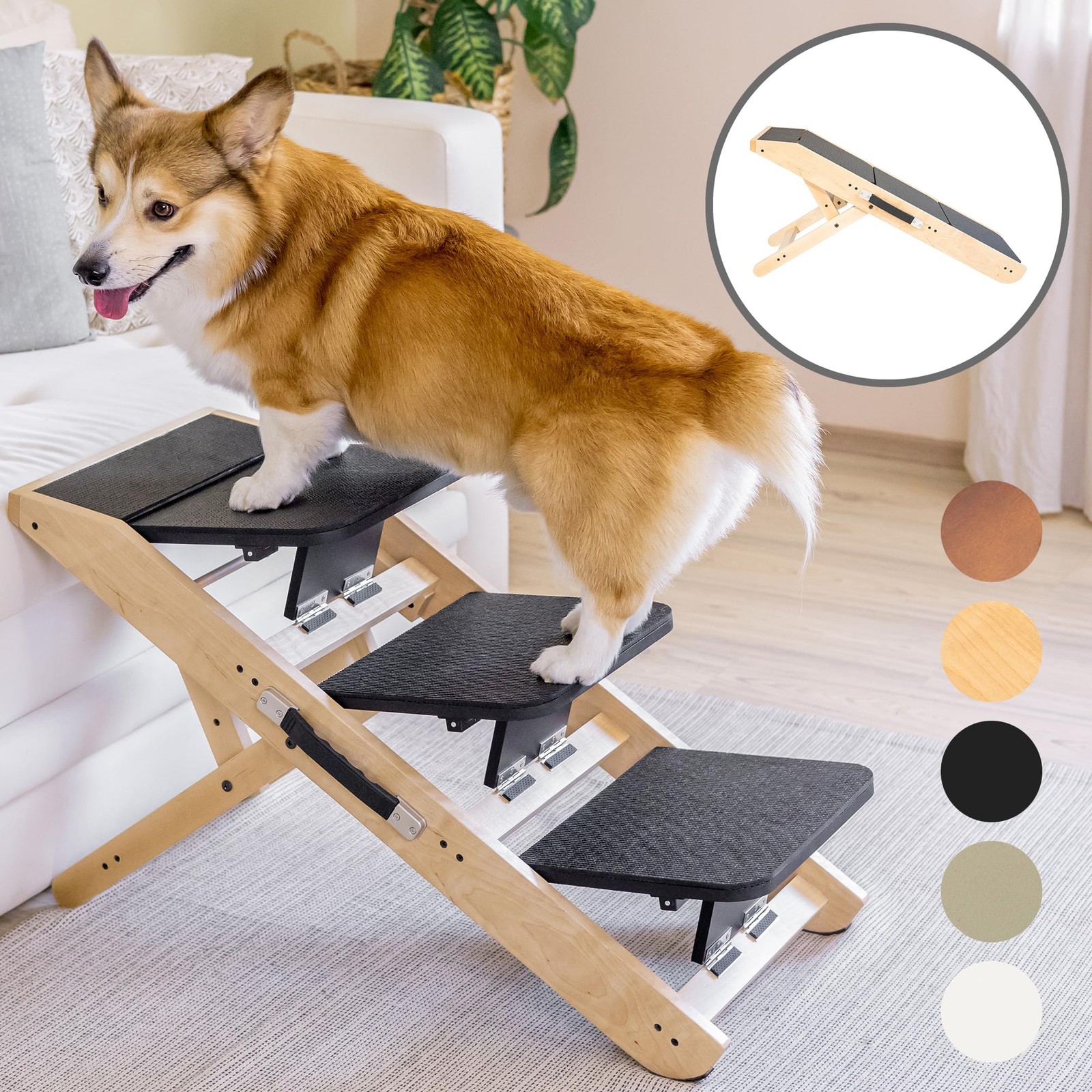 2-in-1 Adjustable Dog Steps & Ramp for Bed or Couch