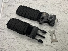 20 22 mm Solid Black Paracord Strap for Most Watches Fits 7" to 8" Wrists READ