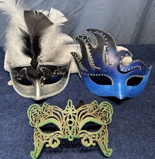 3 Unique Hand Painted Costume Party Masks. Mardi Gras.