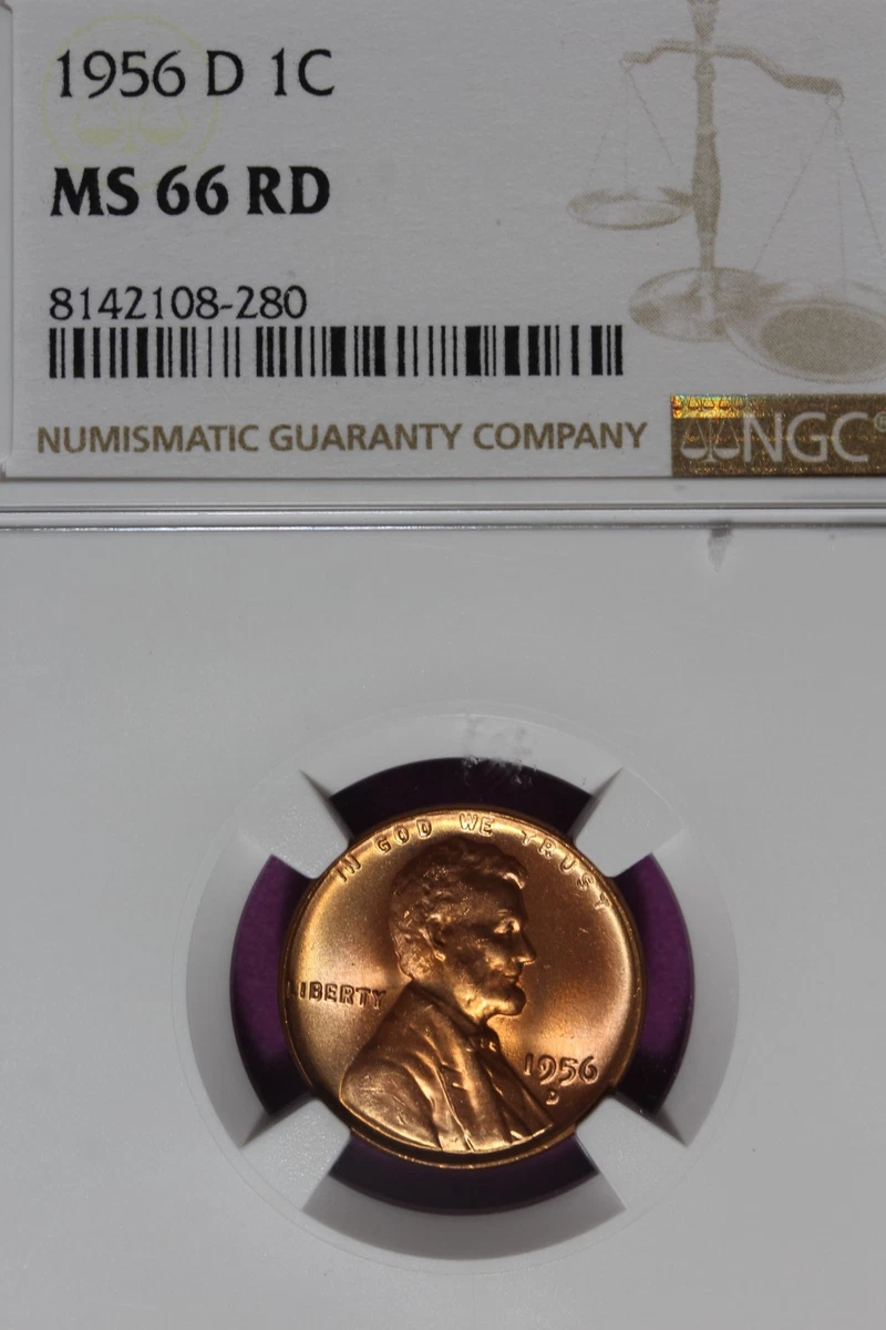 MS 66 Graded 1956 Lincoln Wheat US Small Cents (1909-1958) for