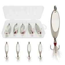 Fishing Spoons Lures for Freshwater & Saltwater, 5 Pcs Reflective Metal Jigs