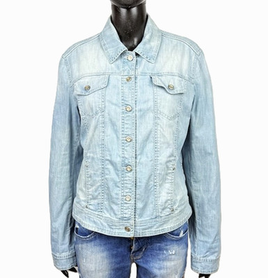 Trussardi Jeans Jacke Damen Größe L Denim Hell Baumwolle Casual Knöpfe