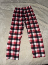 Kid 8T Unisex Kids Plaid Pajama Pants 8T Red/Black/White Viscose Blend