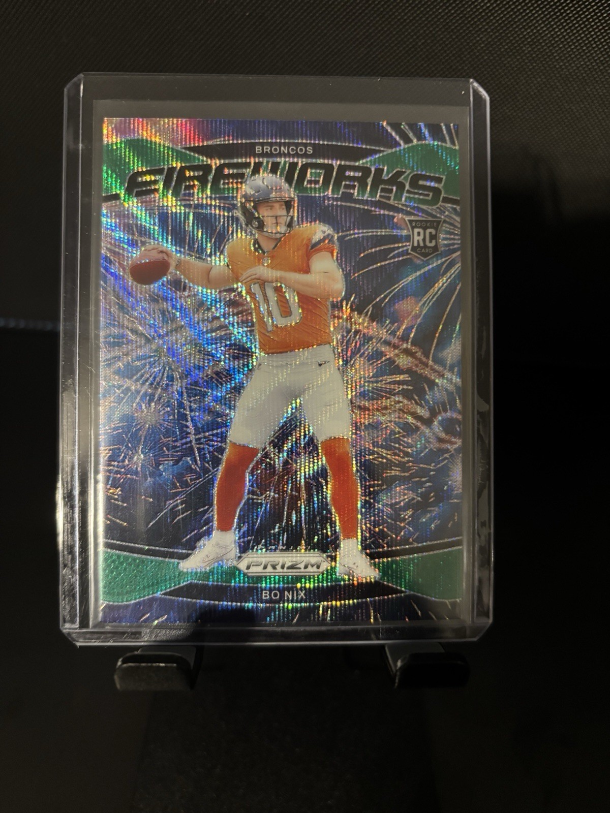 2024 Panini Prizm - Fireworks Bo Nix #23 Green Wave Prizm (RC)