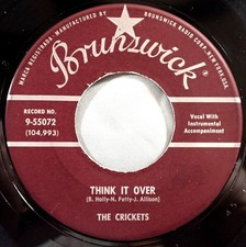 HEAR IT 50's 45 rpm record Buddy Holly & Crickets "Think It Over" from 1958