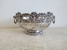 VTG Ornate Silver Plate Pedestal Bowl Ring Handles F.B Rogers Candy Snacks Bowl