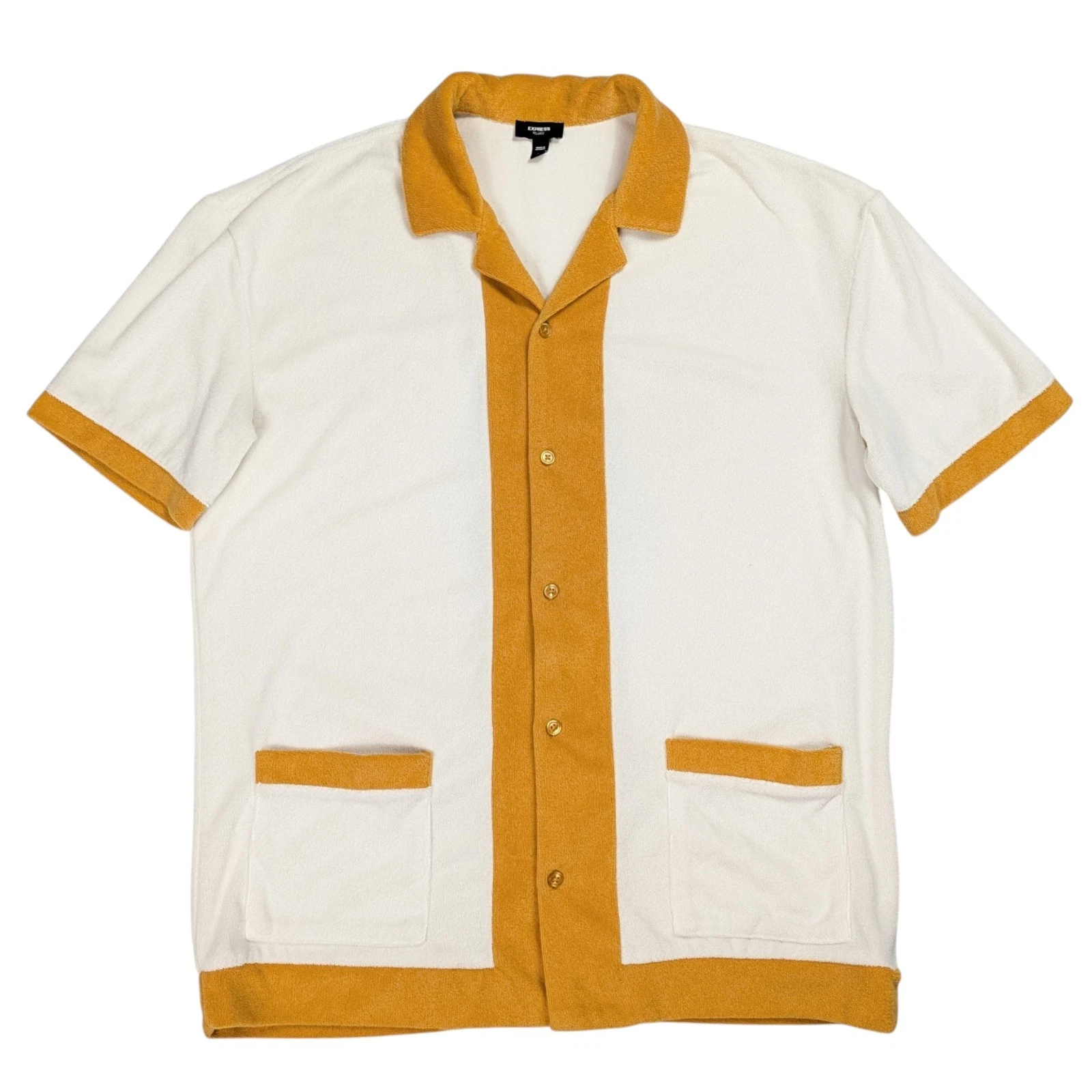 Express Relaxed Terry Cloth Cabana Shirt Men Medium Towel Colorblock Resort
Opens in a new window or