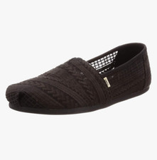 Toms Alpargata Black Arrow Embroidered Mesh Flats Slip-On Shoes Sz 8