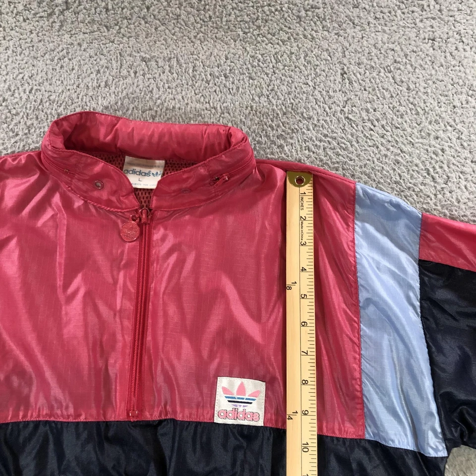 Chaqueta Adidas De Colección Para Hombre Grande Rosa Azul Nylon Cortavientos Con Capucha Trifolio Años 90 Foto 4 de 4