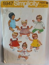 Pattern Simplicity 5947 Wardrobe for 15" - 17" Dolls BB DS 