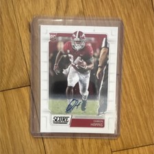 Panini 2019 Score Damien Harris Rookie Autographed #337 Alabama Football Card. rookie card picture