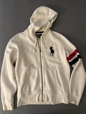 vintage polo ralph lauren Big pony zip up Medium 90s white