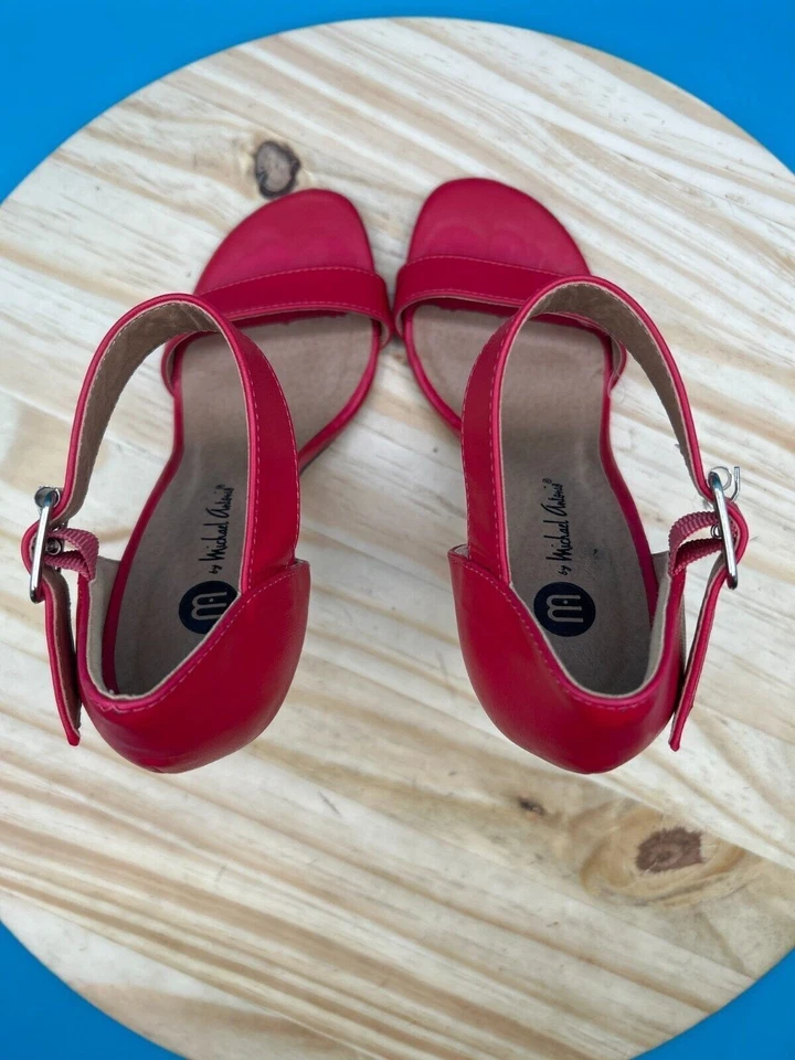 M By Michael Antonio Stilettos Heels Women's Sz 6.5 Red Ankle Strap Open Toe - Image 4 of 4