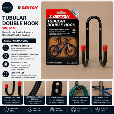 Dekton 1 Stück 100 mm Rohr Doppelhaken robuste kratzfeste Kunststoffbeschichtung