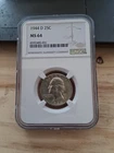 1944 D 25C Washington Silver Quarter NGC MS 64