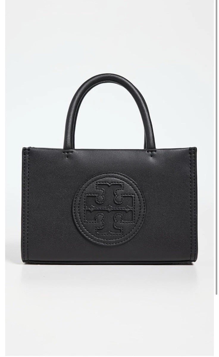 Tory Burch Mini Ella Black Leather Crossbody Tote Bag