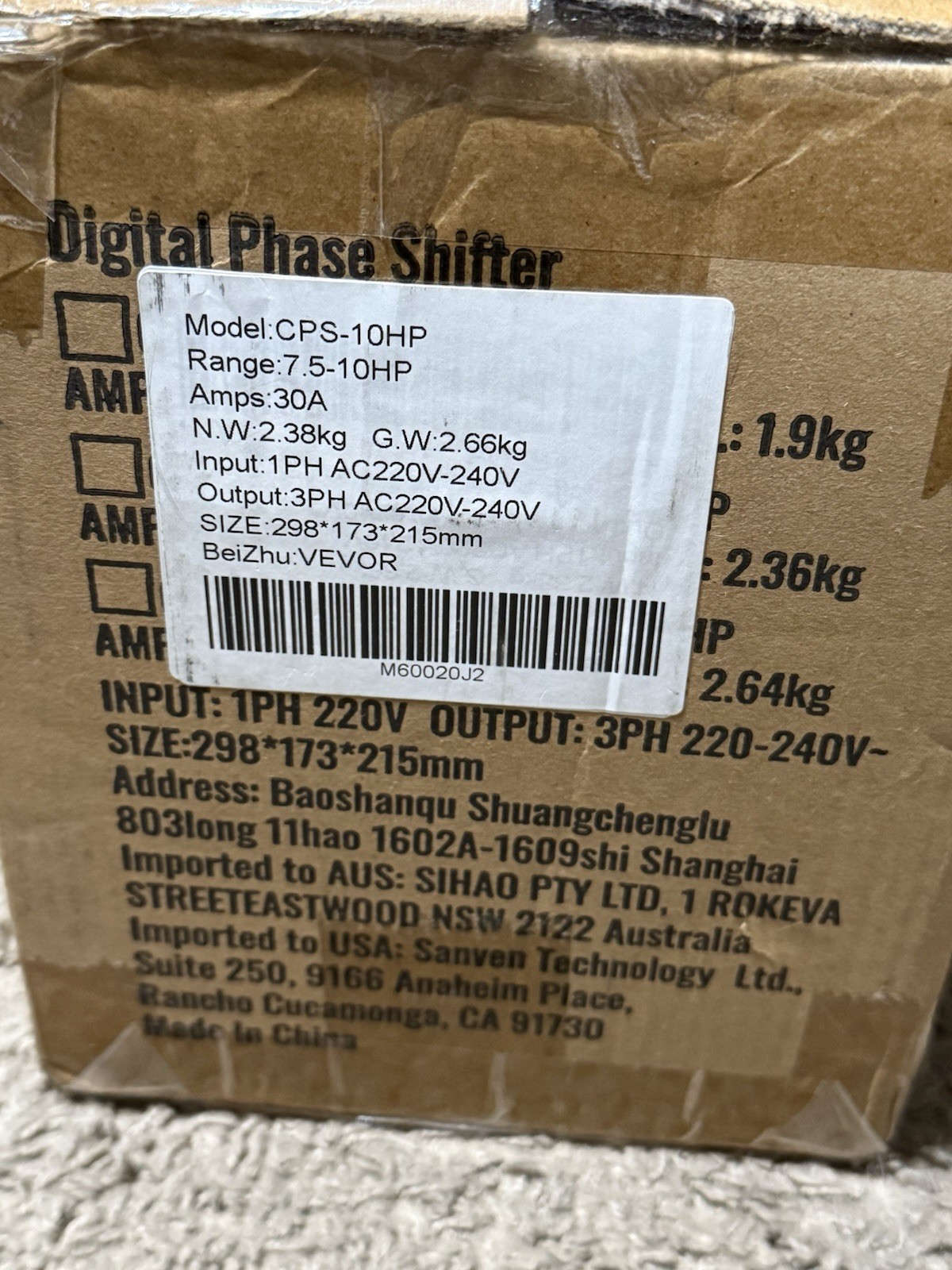 SKYSHALO 3 Phase 10 HP 30 Amp 220V Single Phase Converter Digital Phase Shifter