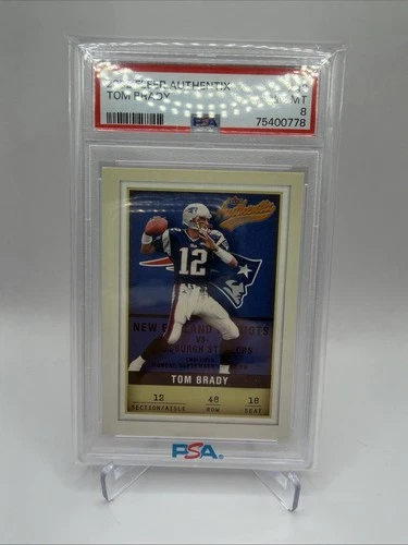 2002 Fleer Authentix 48 Tom Brady PSA 8