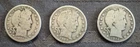 Silver Barber Half Dollars $1.50 Face FV 1906 1908 1912 All Denver Mint Lot