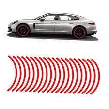 16PCS 17''-19'' Reflective Wheel Rim Stripe Decal, Car Wheel Rim Tapes Red