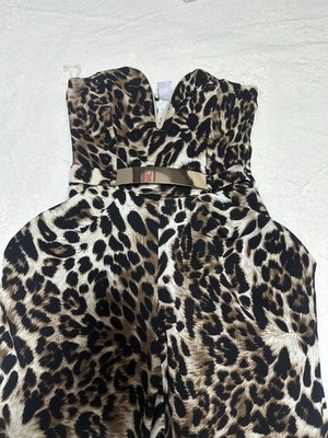 Coco Avante Leopard Print Strapless Belted Jumpsuit Size S RP0066