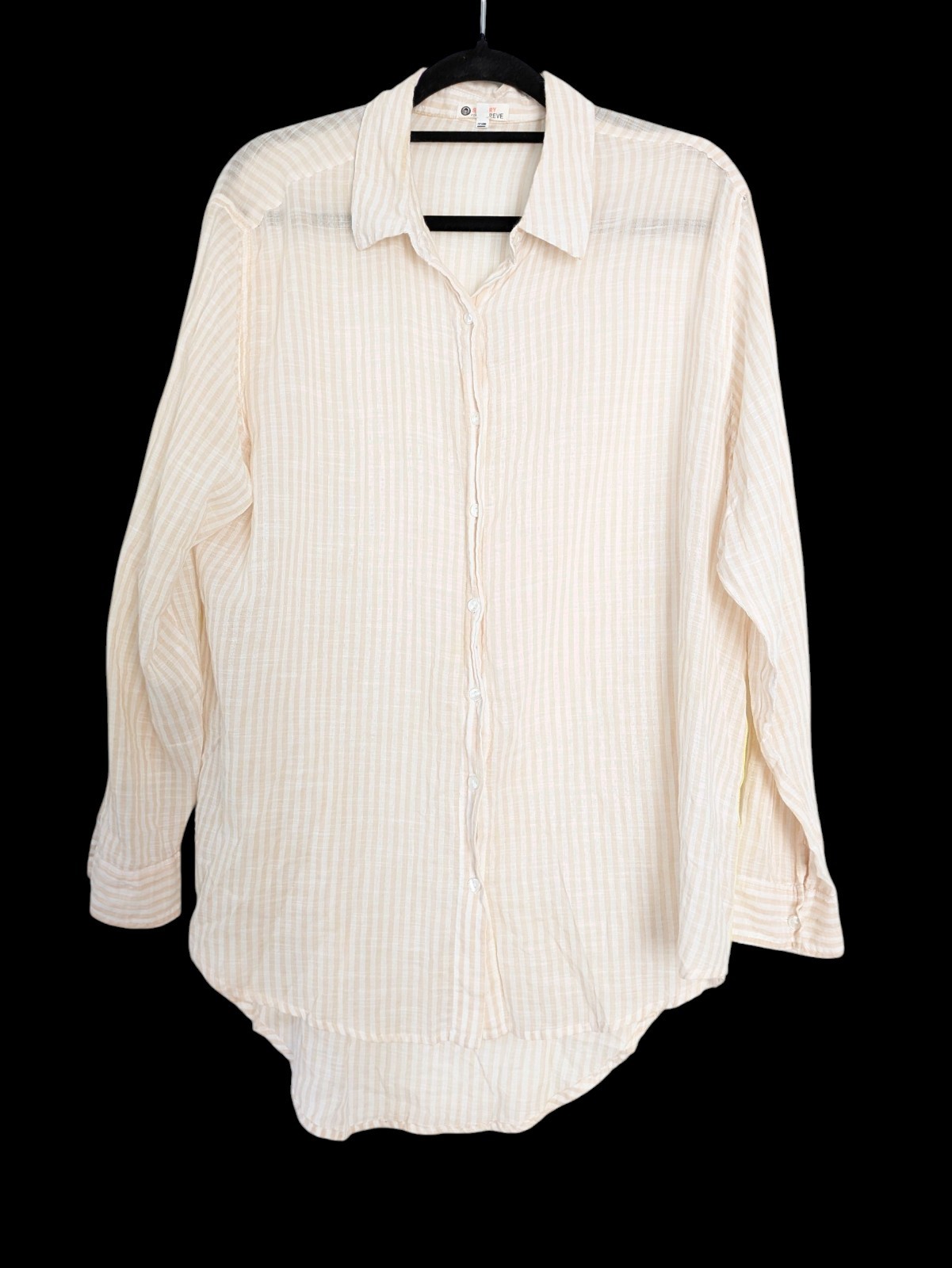 Sundry Evereve Women's Cotton Stripe‎ Shirt Button Up Size 3 lightweight Neutral