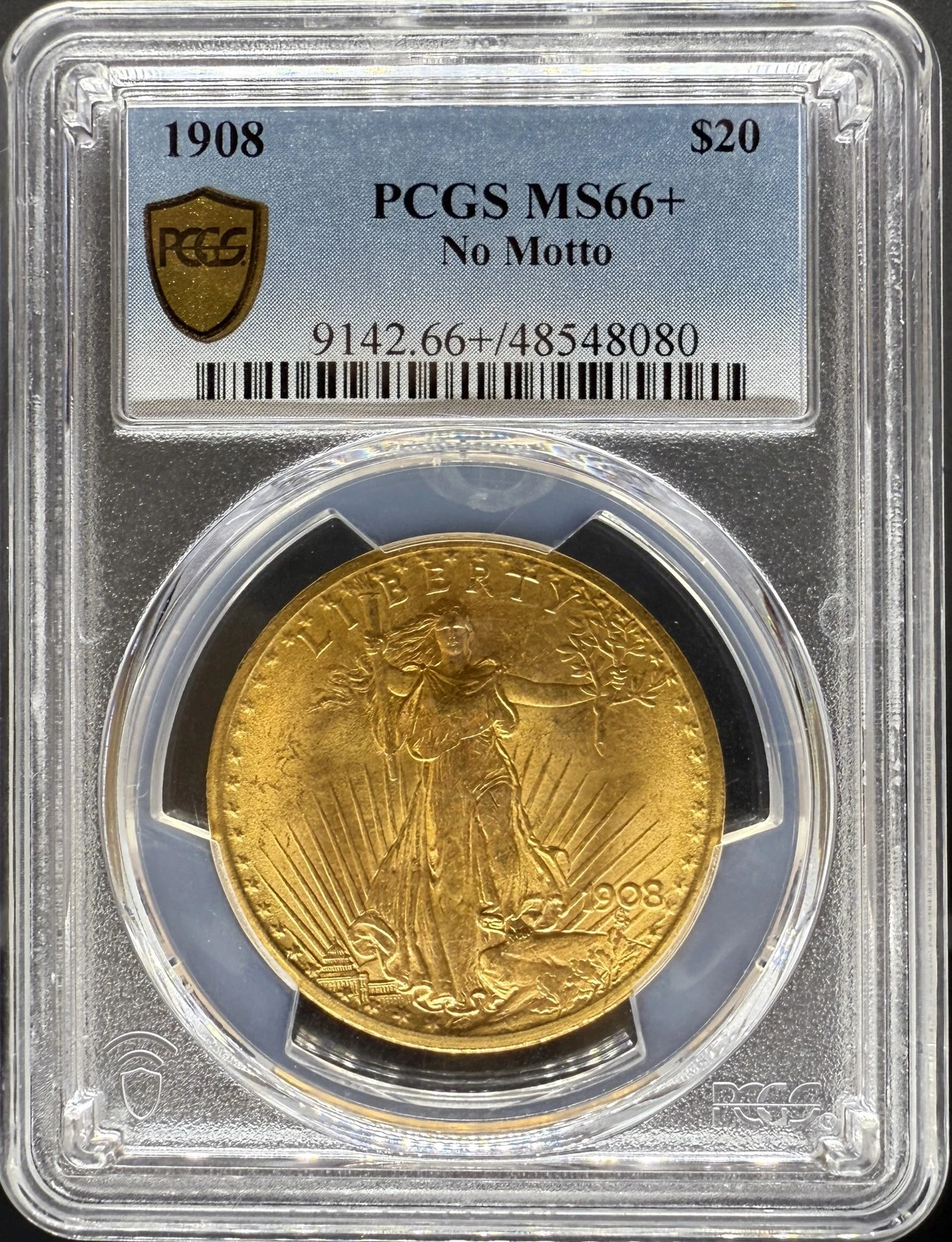 1908 NM $20 St Gaudens MS66+ PCGS (#PA48548080)