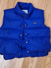Vintage LL Bean Puffer Down Quilted Vest Snap Blue Youth Size XS 6