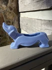 Vintage McCoy Pottery Stretch Dachshund Dog Planter Matte Pale Blue 8" Very Rare