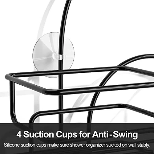 Shower Caddy Hanging Over Head, Bathroom Shower Organizer Shower Rack Black