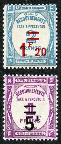 France 1929 Post Due Surcharge Set of 2 Fine Fresh M/M - Picture 1 of 1