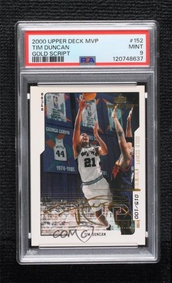 2000-01 Upper Deck MVP Gold Script 15/100 Tim Duncan #152 PSA 9 MINT HOF 1q7