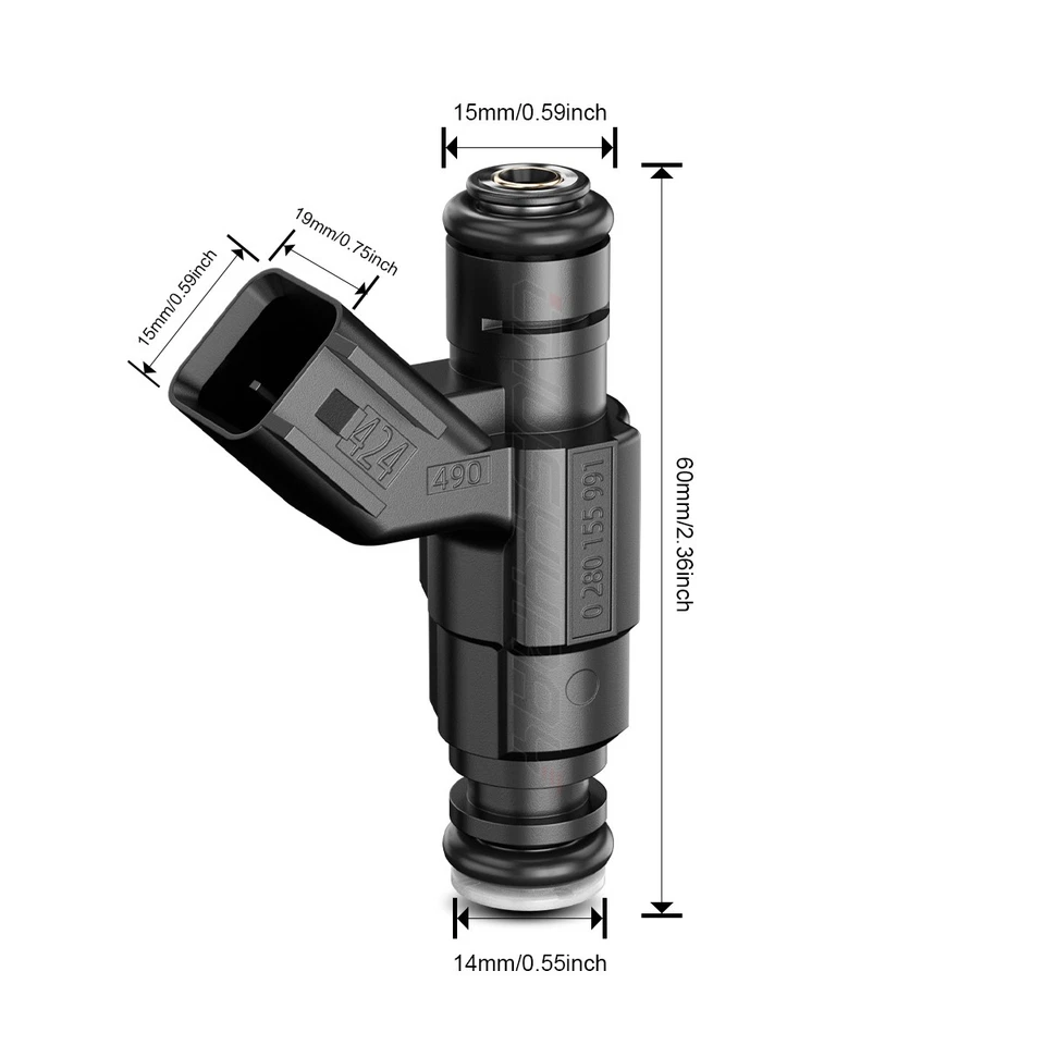 Juego de 4 inyectores de combustible nuevos para Mini Cooper 2002-2008 1,6 L 0280155991 Foto 2 de 4