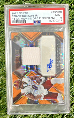 2022 Panini Select BRIAN ROBINSON JR Orange Pulsar Prizm Auto/Patch RC /30 PSA 9