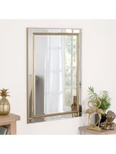 Yearn Bevelled Glass Edge Rectangular Wall Mirror 91 x 66cm (Crack/Tape Residue)