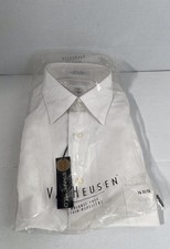 Van Heusen Poplin Dress Shirt Men Wrinkle Free Long Sleeve Stretch Size 16 32/33